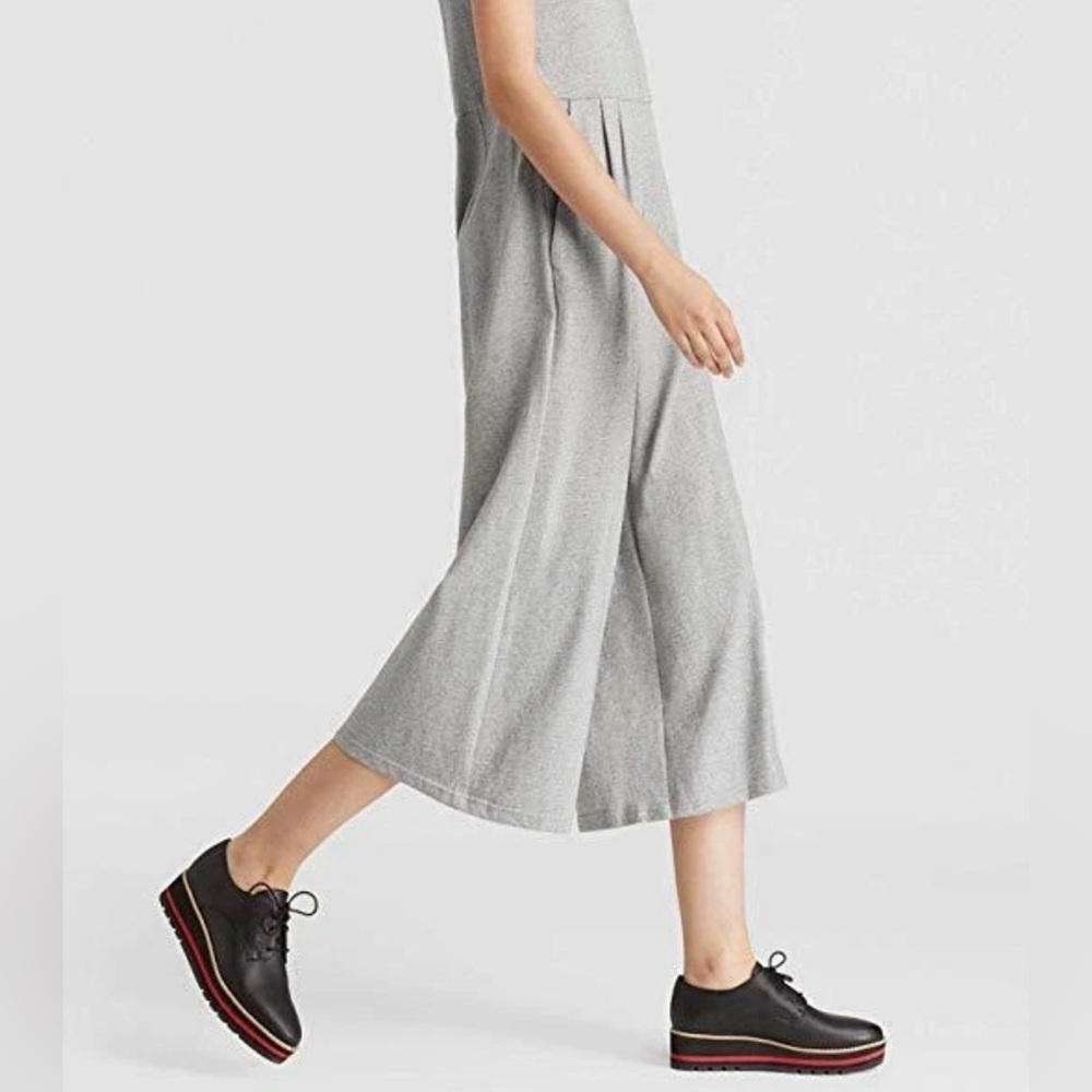Eileen Fisher | Moon Organic Cotton Speckled gray Knit Cropped Jumpsuit small - Picture 5 of 13